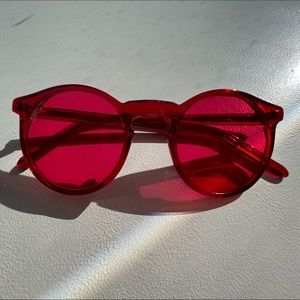 Cherry Red Round Sunnies by Selima Optique